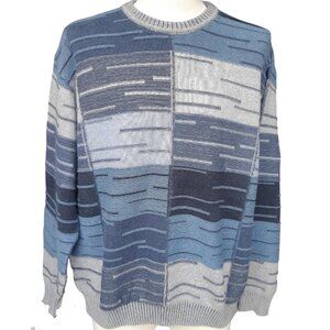 VTG Tosani Canada 100% Cotton Men's Colourblock Blue & Gray Crewneck Sweater